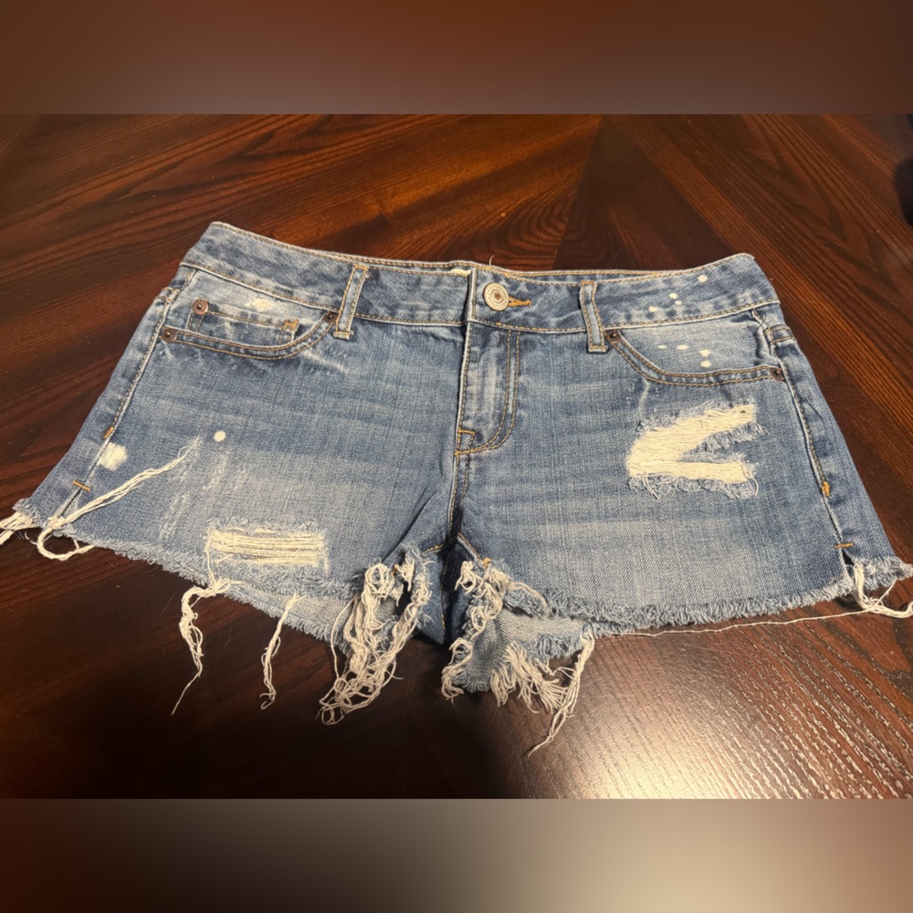 Aeropostale Blue Distressed Jean Shorts